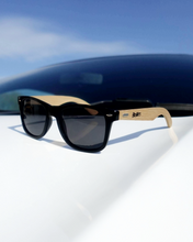 Load image into Gallery viewer, Bertie’s Premium Polarised Wooden Arm Sunglasses – Black Frame